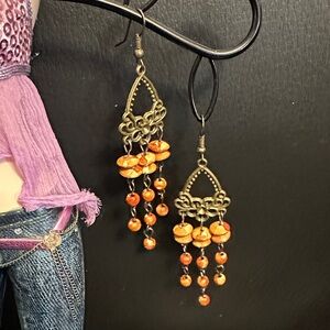 Elegant Orange Dangle Earrings